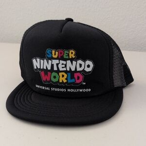 NWT Super Nintendo World Universal Studios Hollywood Black Mesh Trucker Cap